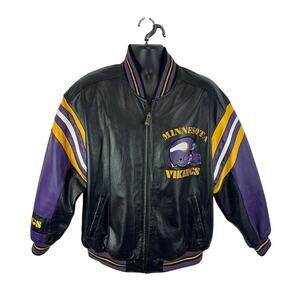 Vintage Minnesota Vikings Leather Jacket Size Large G-III Carl Banks NFL